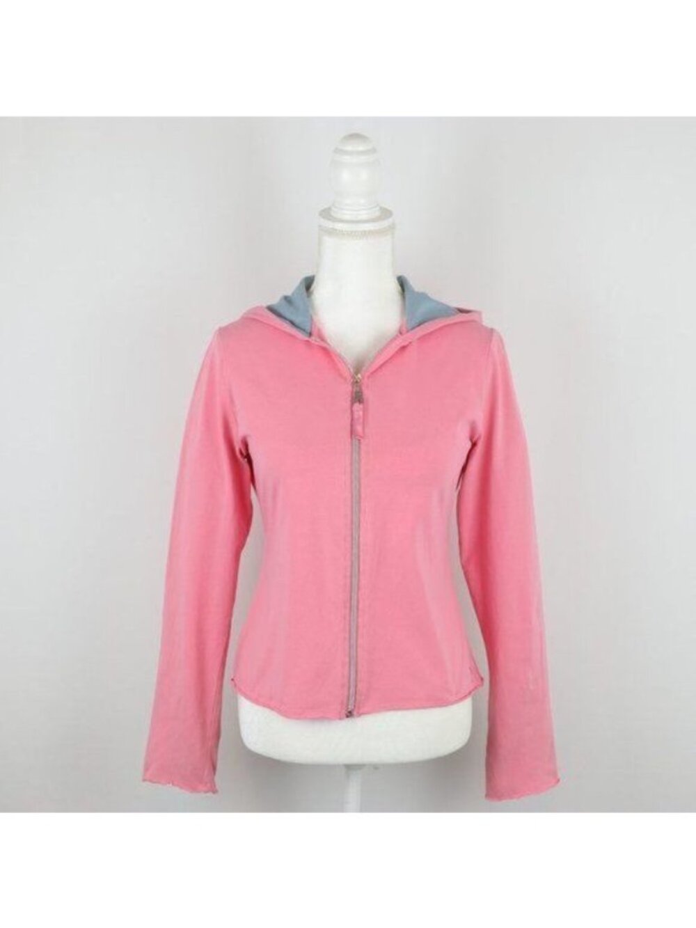 Carve Designs Women's Medium Pink Blue Hooded Full Zip Knit Jacket